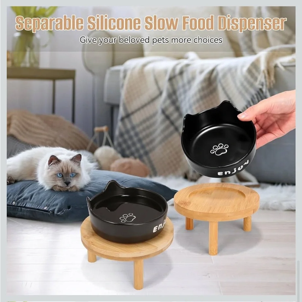 Elevated Pet Bowls with bamboo Stands